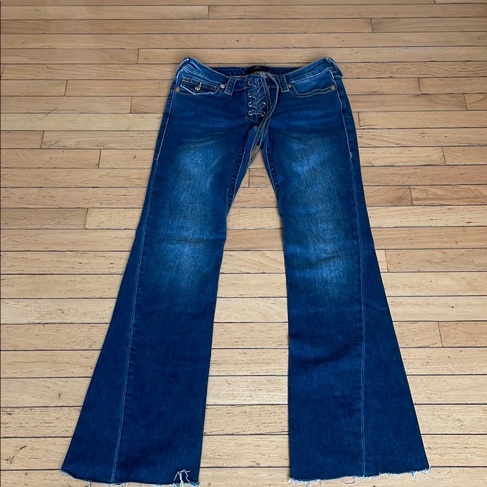 True Religion Blue Flare Wide Leg Jeans